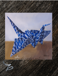 blue paper crane --- giclee print